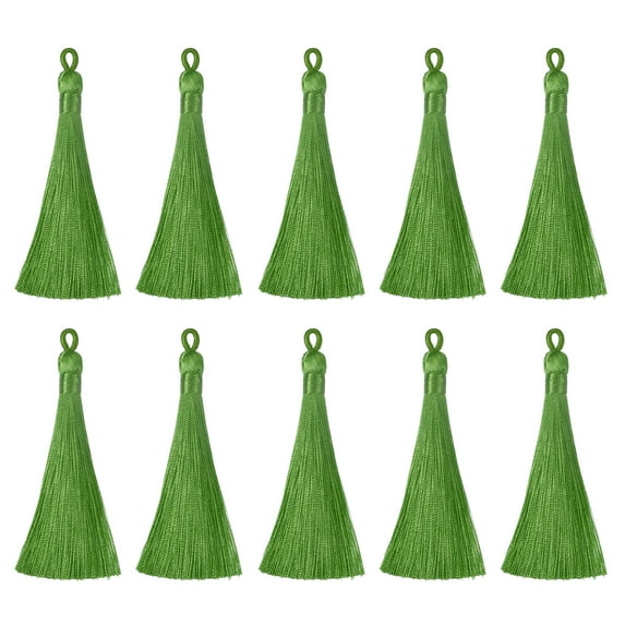 Uxcell 3.66" Silky Bookmark Tassels with Loop for DIY Craft Accessory, 20Pack Army Green