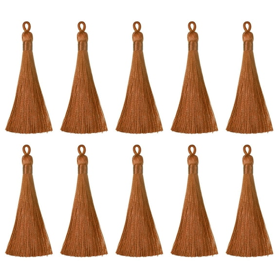 Uxcell 3.66" Silky Bookmark Tassels with Loop for DIY Craft Accessory, 20Pack Light Brown