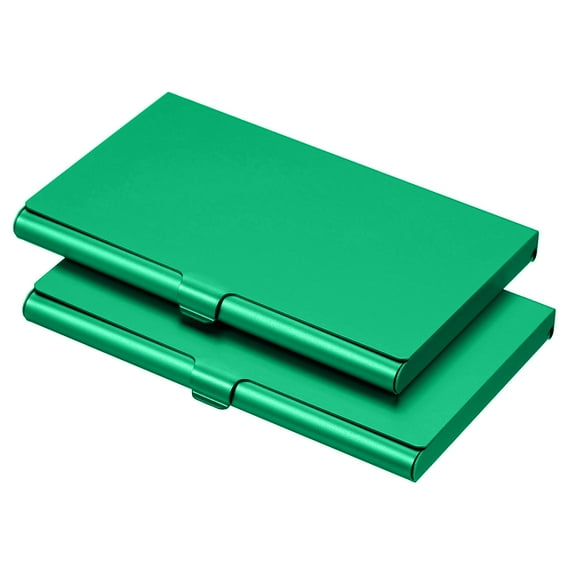 Uxcell 3.6x2.3x0.3 Inch Name Cards Case Alloy Business Card Holder 2 Pack Green
