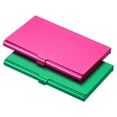 thumbnail image 1 of Uxcell 3.6x2.3x0.3 Inch Name Cards Case Alloy Business Card Holder 2 Pack Rose Red Green, 1 of 6