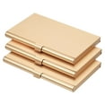 thumbnail image 1 of Uxcell 3.6x2.3x0.3 Inch Name Cards Case Alloy Business Card Holder 3 Pack Champagne Gold, 1 of 5