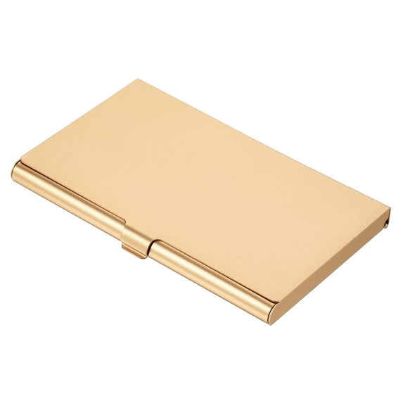Uxcell 3.6x2.3x0.3 Inch Name Cards Case Alloy Business Card Holder Champagne Gold