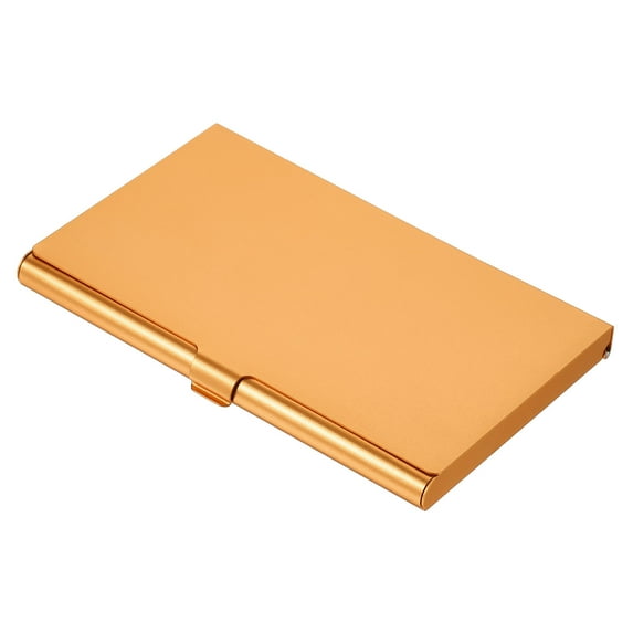 Uxcell 3.6x2.3x0.3 Inch Name Cards Case Alloy Business Card Holder Gold