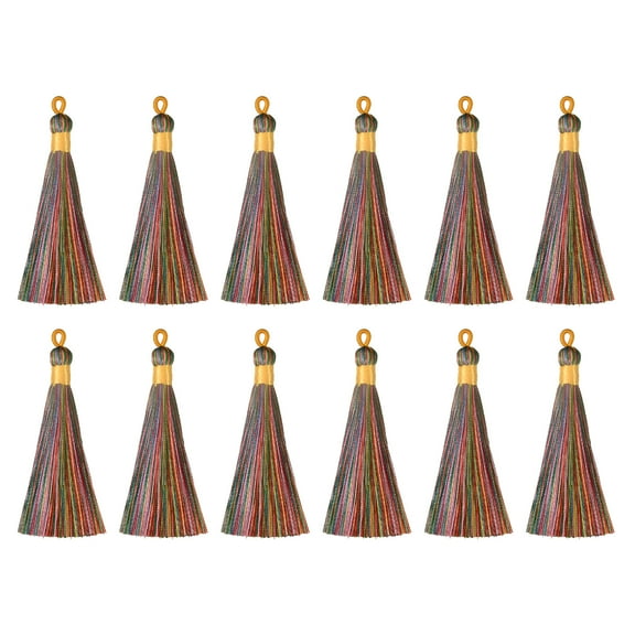 Uxcell 3.7" Silky Bookmark Tassels with Loop for DIY Craft Accessory, 12Pack Multi Yellow