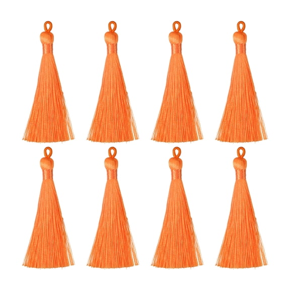 Uxcell 3.7" Silky Bookmark Tassels with Loop for DIY Craft Accessory, 8Pack Orange