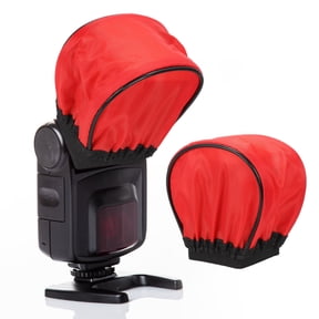 Uxcell 3.7" x 3.5" Soft Mini Flash Diffuser Cap, 2 Pack Universal Elastic Flash Diffuser Cover for Nikon DSLR Camera Flashlight, Red