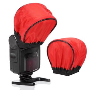 Uxcell 3.7" x 3.5" Soft Mini Flash Diffuser Cap, 4 Pack Universal Elastic Flash Diffuser Cover for Nikon DSLR Camera Flashlight, Red