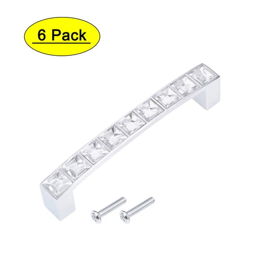 Uxcell 3.78'' Hole Centers Pulls Drawer Handles Crystal with Screws Alloy 6Pack