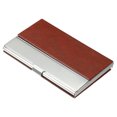thumbnail image 1 of Uxcell 3.7x2.4x0.3 Inch PU Leather Name Cards Case Alloy Business Card Holder Brown, 1 of 5