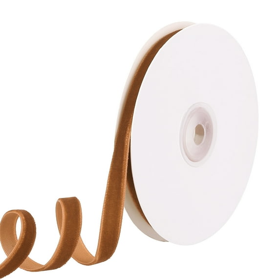 Uxcell 3/8" 10 Yard Velvet Ribbon Polyester Single Face Spool Gift Wrap Craft Decoration, Khaki