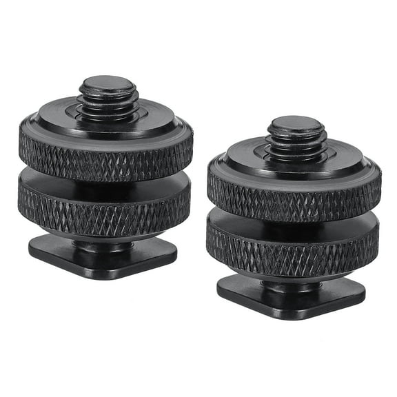 Uxcell 3/8"-16 Camera Hot Shoe Mount Flash Cold Shoe Mount Tripod Screw Adapter, Black 2 Pack