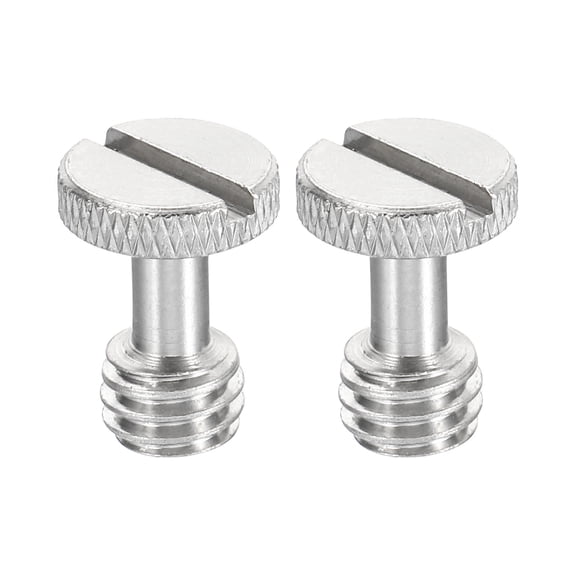 Uxcell 3/8"-16 Thread 19mm Length Camera Quick Release Screw Tripod Screws, Flat Slot Screws, Silver, 2 Pack