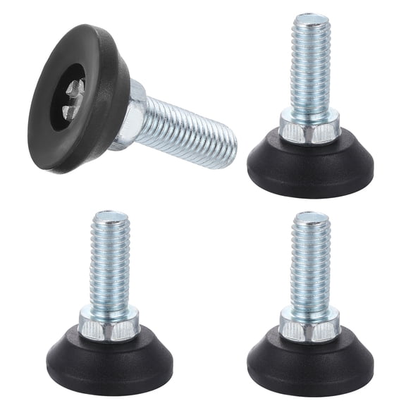 Uxcell 3/8"-16 Thread Furniture Feet Levelers, 4 Pack 19mm l Adjustable Furniture Feet Screw in Threaded Leveling Leg Screw on Chair Foot Glides Leveling for Table Chair Cabinet Black
