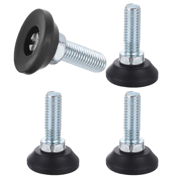 Uxcell 3/8"-16 Thread Furniture Feet Levelers, 4 Pack 22mm l Adjustable Furniture Feet Screw in Threaded Leveling Leg Screw on Chair Foot Glides Leveling for Table Chair Cabinet Black