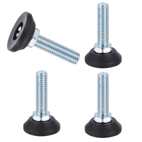 Uxcell 3/8"-16 Thread Furniture Feet Levelers, 4 Pack 25mm l Adjustable Furniture Feet Screw in Threaded Leveling Leg Screw on Chair Foot Glides Leveling for Table Chair Cabinet Black