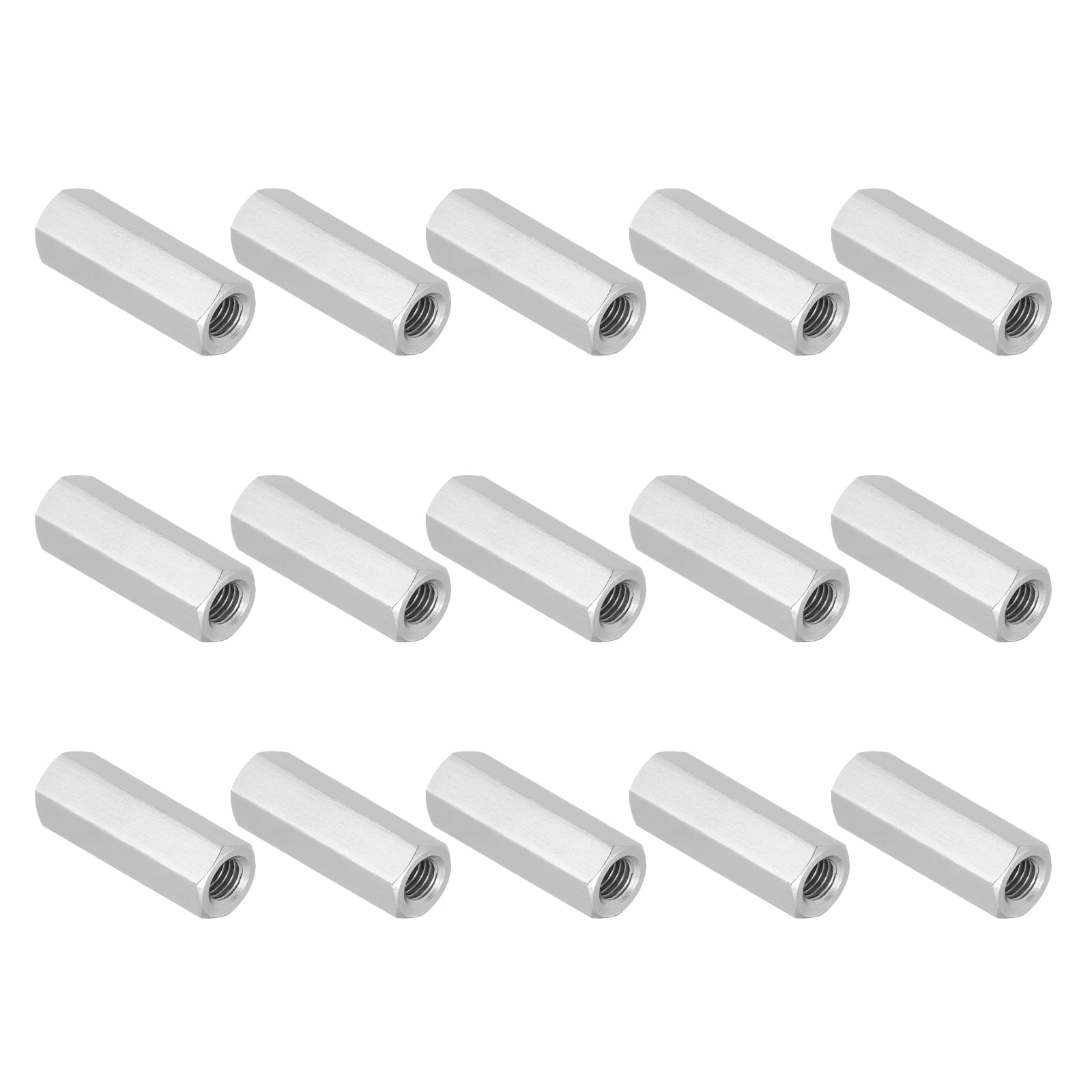 Uxcell 3/8"-16 UNC 304 Stainless Steel Hex Coupling Nuts, 15Pcs 2" Length Fully Threaded Rod Coupling Nut Studding Connector Fasteners, Silver Tone