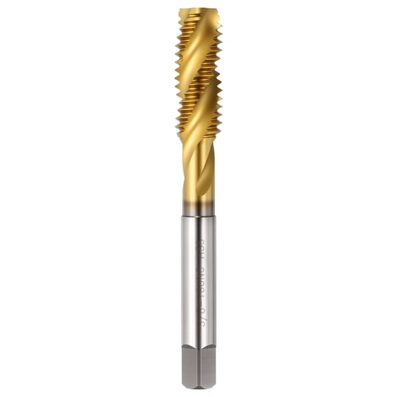 Uxcell 3/8-16 UNC Spiral Flute Thread Tap - M2 High Speed Steel Right Hand Thread Tap Titanium Finish Screw Thread Milling Machine Taps Threading Tapping
