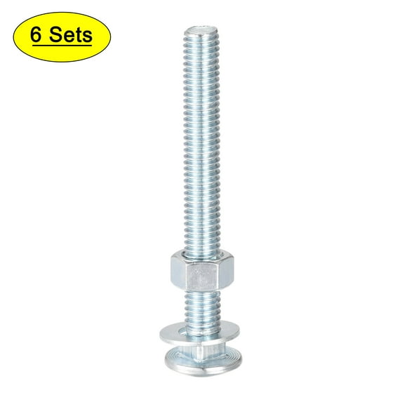 Uxcell 3/8-16 x 3-1/2" Carbon Steel Square Neck Carriage Bolts with Nuts & Washers 6 Set
