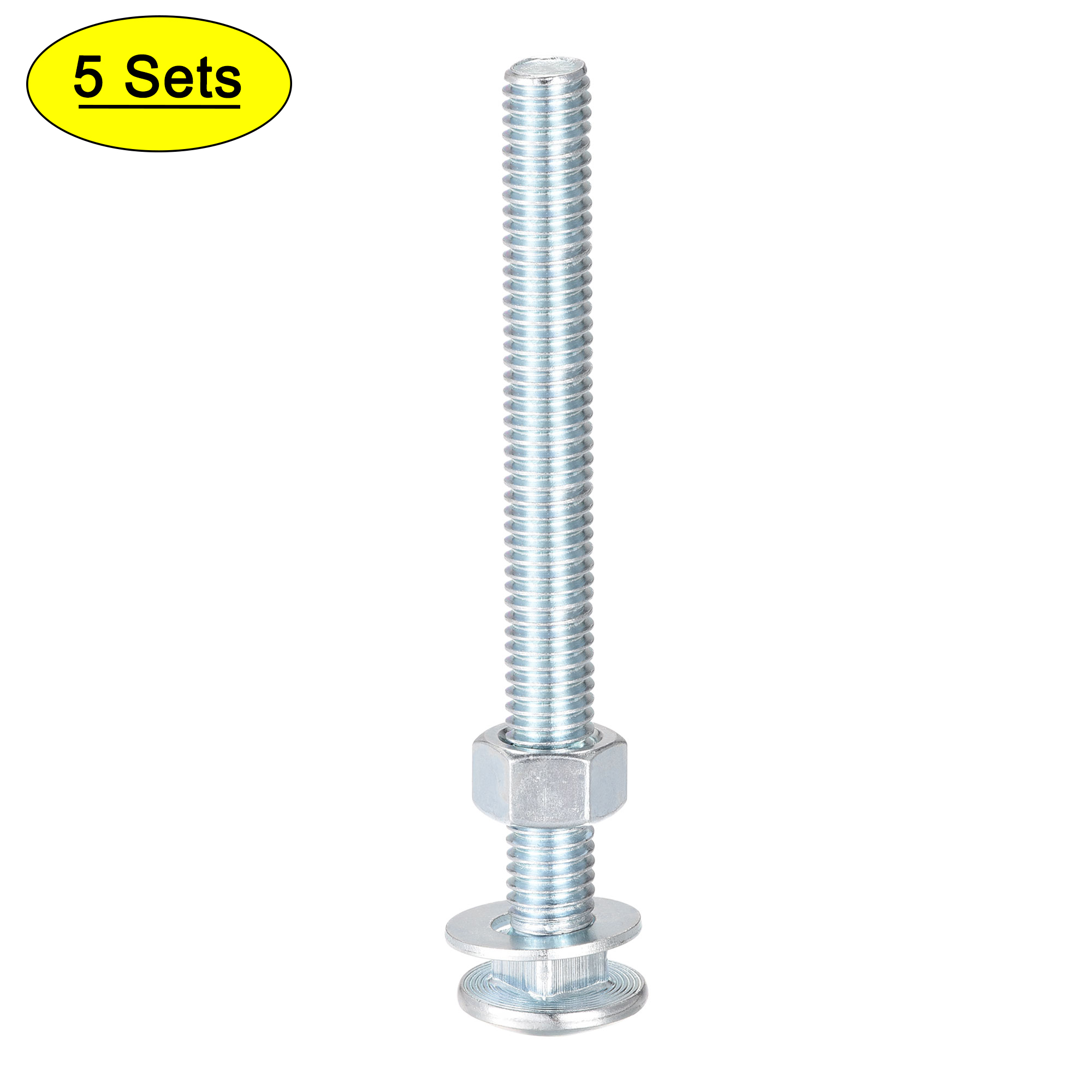 Uxcell 3/8-16 x 4" Carbon Steel Square Neck Carriage Bolts with Nuts & Washers 5 Set - image 1 of 5