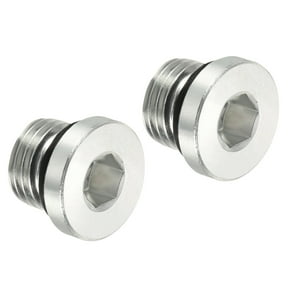 Uxcell 3/8-24UNF Internal Hex Head Pipe Fitting Plug, 2 Pack Male Thread 45# Steel Socket Plug with Sealing Ring