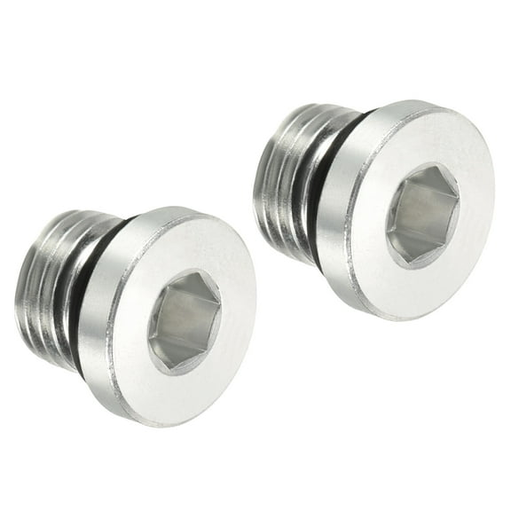 Uxcell 3/8-24UNF Internal Hex Head Pipe Fitting Plug, 2 Pack Male Thread 45# Steel Socket Plug with Sealing Ring