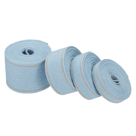 Uxcell 3/8", 3/5", 1", 1.5" Denim Ribbon Set, Total 8.8 Yard Craft Strip, Light Blue