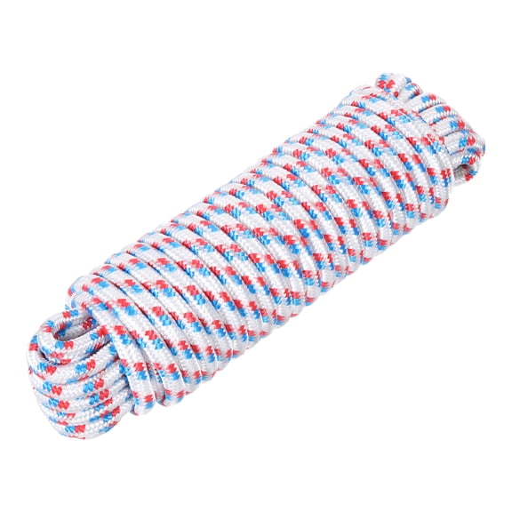Uxcell 3/8" 49ft Diamond Braided Ropes White Nylon Ropes Polypropylene Flag Pole Cord