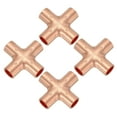 thumbnail image 1 of Uxcell Copper Cross Pipe Fitting 4 Way Welding Copper End Feed Equal Connector for Plumbing 3/8" 4pcs, 1 of 5