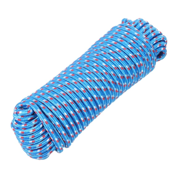 Uxcell 3/8" 98ft Diamond Braided Ropes Blue Nylon Ropes Polypropylene Flag Pole Cord