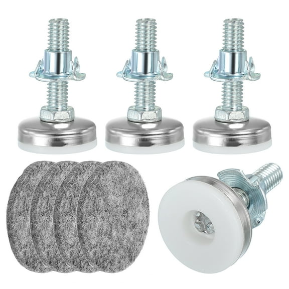 Uxcell 3/8" Adjustable Leg Levelers, 4 Set Furniture Leveling Feet with T- Nut for Desk Chairs Cabinet Stool Sofas Legs, White