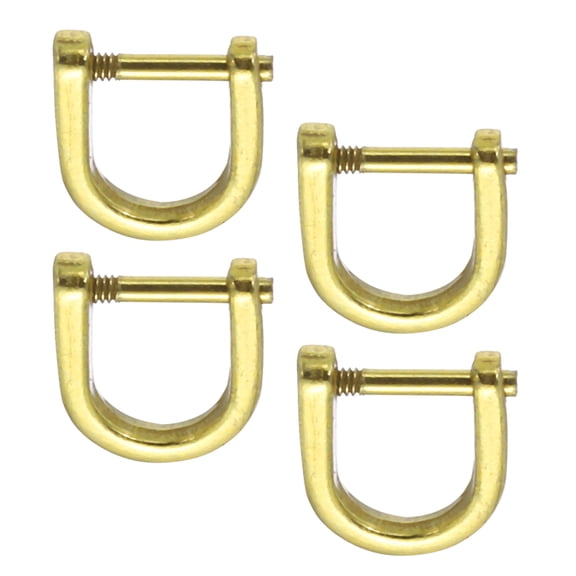 Uxcell 3/8" D-Rings Screw in Shackle, 4 Pcs Horseshoe U Shape D Ring Zinc Alloy Buckles for Purse Keychain, Gold