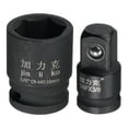 thumbnail image 1 of Uxcell 3/8" Drive by 16mm 6-Point Impact Shallow Socket with 1/4" F x 3/8" M Adapter, 1 of 5