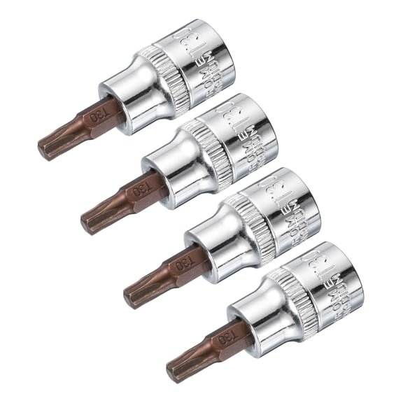 Uxcell 3/8" Drive x T30 Torx Bit Socket, S2 Steel Bits, CR-V Sockets 48mm Length (For Hand Use Only) 4 Pack