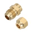 thumbnail image 1 of Uxcell 3/8" Flare Male Thread Brass Flare Tube Fitting, Welding Pipe Adapter Connector with Nut for Plumbing HVAC Air Conditioner, 1 of 7