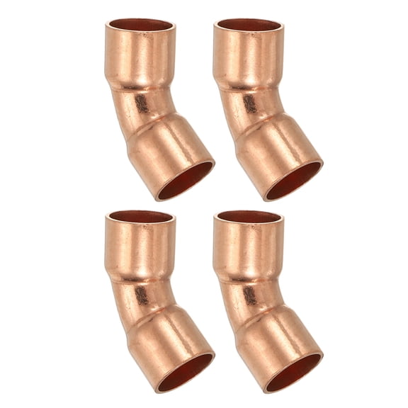 Uxcell Elbow Copper Fitting, 99.9% Pure Copper Pipe Fitting 45 Degree Short Radius Connector for HVAC Refrigeration 3/8"ID 0.8mm Thick 4