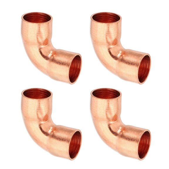 Uxcell Elbow Copper Fitting, 99.9% Pure Copper 90 Degree Short Radius Connector 3/8"ID 0.8mm Thick 4