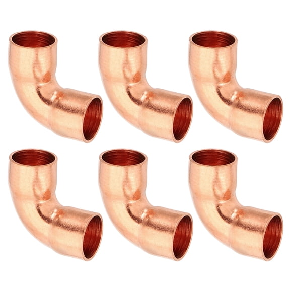 Uxcell 3/8" ID 0.8mm Thick Elbow Copper Fitting 6pcs Short Radius Sweat Solder Pure Copper Tube Connector