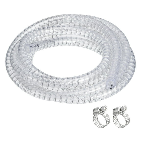 Uxcell 3/8" ID x 10 Ft PVC Tube Steel Wire Reinforced Tubing Flexible Vinyl Hose Pipe Clear Chemical Resistant Tubing