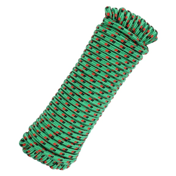 Uxcell  3/8 Inch 100 Feet Polypropylene Rope,Solid Braided Utility Rope for Camping,Flag Pole,Clothesline,Outdoor,Green/Black/Red