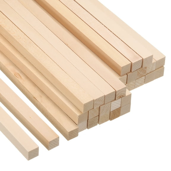 Uxcell 3/8 Inch Dowel Rods Wood Sticks 6 Inch Long Square Wooden Dowels 30 Pcs