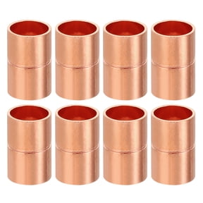 Uxcell 3/8 Inch ID Copper Coupling Fittings, 8 Pcs Rolled Tube Stop Straight Pipe Fitting Welding Joint for HVAC