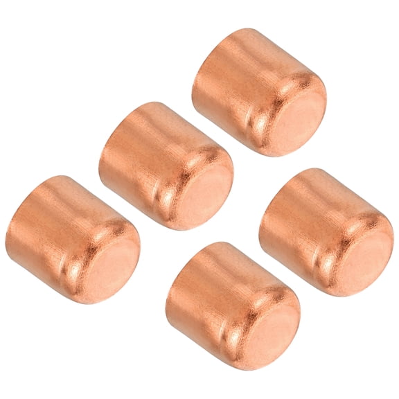 Uxcell 3/8 Inch ID Copper Pipe Fittings End Cap Sweat Plug Solder Connection Plumbing HVAC Air Conditioner 5 Pack