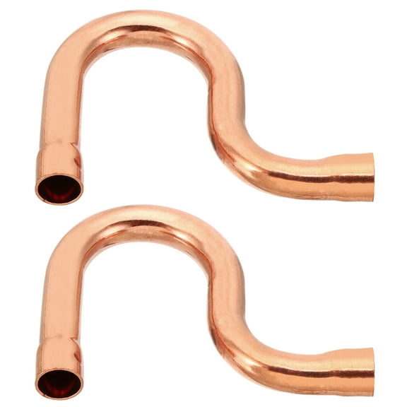 Uxcell 3/8 Inch ID P-Trap Copper Pipe Fittings, 2 Pcs Welding Solder Sweat Connection for HVAC Air Conditioning