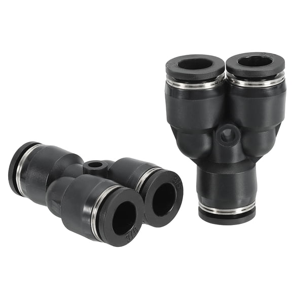 Uxcell 3/8 Inch OD Y Shape Plastic Push to Connect Fittings 3 Ways Tube Connect 2 Pack