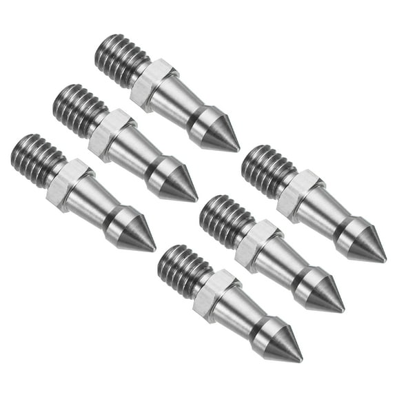 Uxcell 3/8 Inch Thread Tripod Spike, 6 Pack Camera Tripod Ground Spike Screw Spike Mount Adapter Style 2, Silver