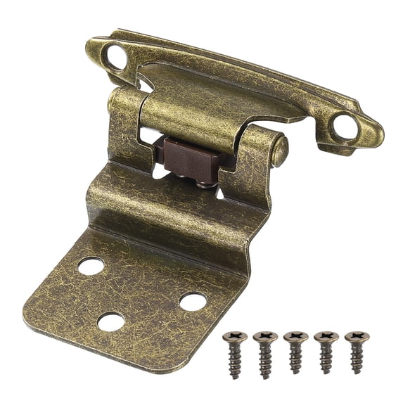 Uxcell 3/8" Inset Cabinet Door Hinges, 20 Pcs Self Closing Kitchen Cabinet Hardware Hinge with Door Bumper, Bronze