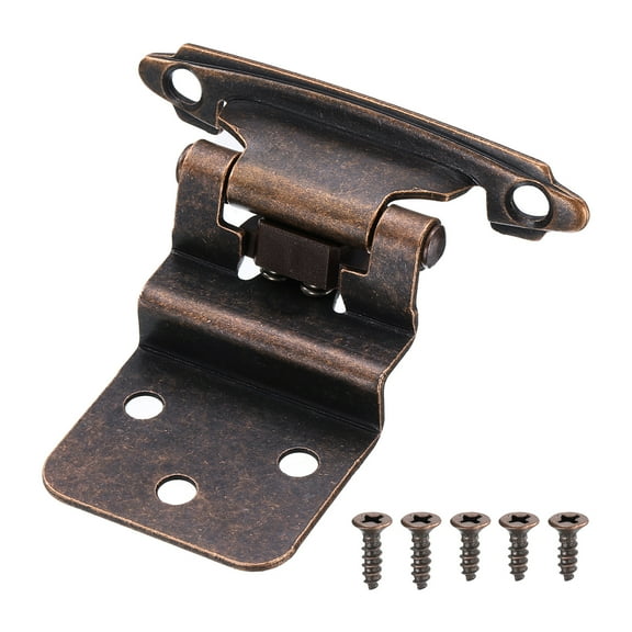 Uxcell 3/8" Inset Cabinet Door Hinges, 6 Pcs Self Closing Kitchen Cabinet Hardware Hinge with Door Bumper, Oil Rubbed Bronze