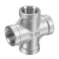 thumbnail image 1 of Uxcell 3/8 NPT Female Thread Cross Pipe Fitting Hose Adapter 304 Stainless Steel, 1 of 5