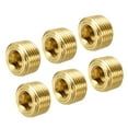 thumbnail image 1 of Uxcell 3/8" NPT Male Thread Hex Internal Head Socket Fitting Brass Pipe Plug 6 Pack, 1 of 5