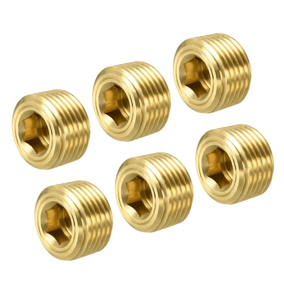 Uxcell 3/8" NPT Male Thread Hex Internal Head Socket Fitting Brass Pipe Plug 6 Pack